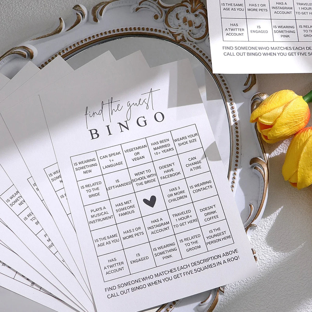 Bridal Shower Bingo Game Cards 10-Pack – Find the Guest Bridal Shower Game Qme