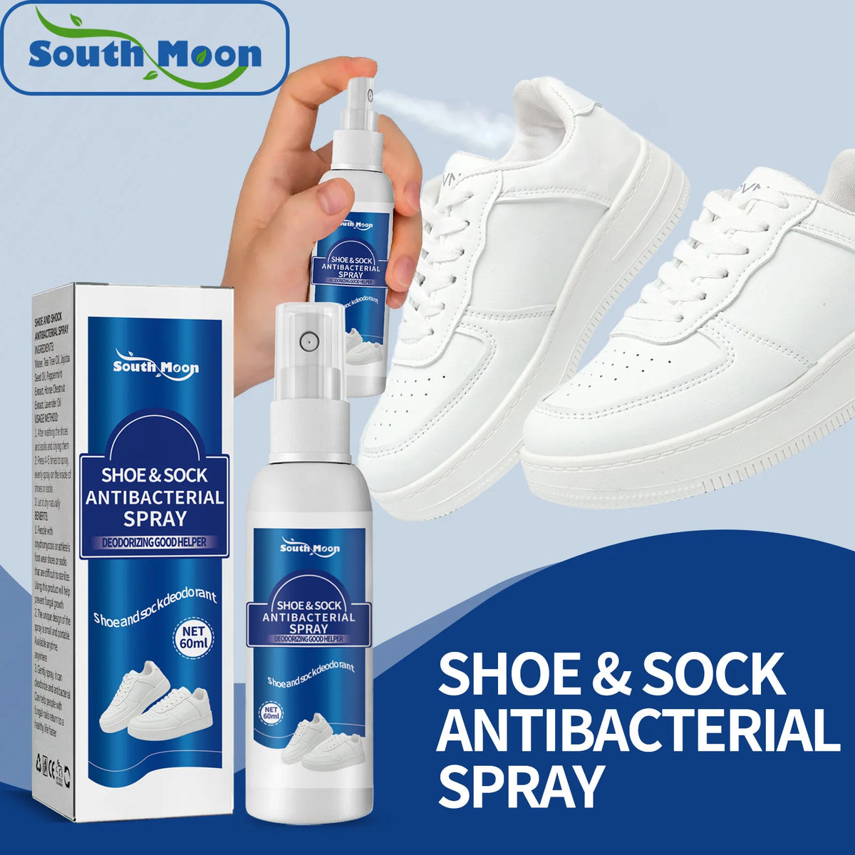 South Moon Foot & Shoe Deodorizing Antibacterial Spray 60ml Foot Deodorizing Spray Qst