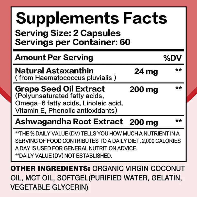 Astaxanthin Capsules – Antioxidant for Skin, Eye & Immune Support Antioxidant Supplement Qst