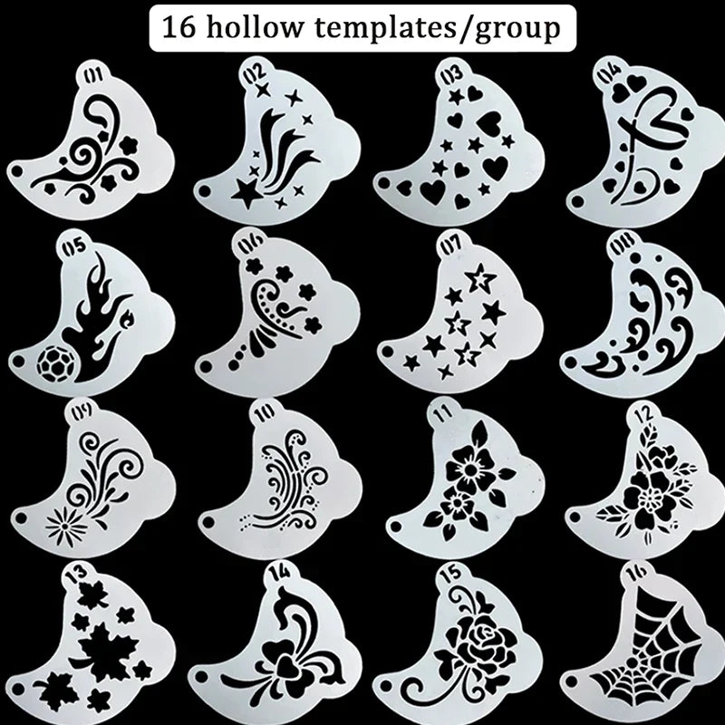 16-Piece Face Painting Stencils & Eyebrow Template DIY Kit Face Painting Stencil Kit Qme