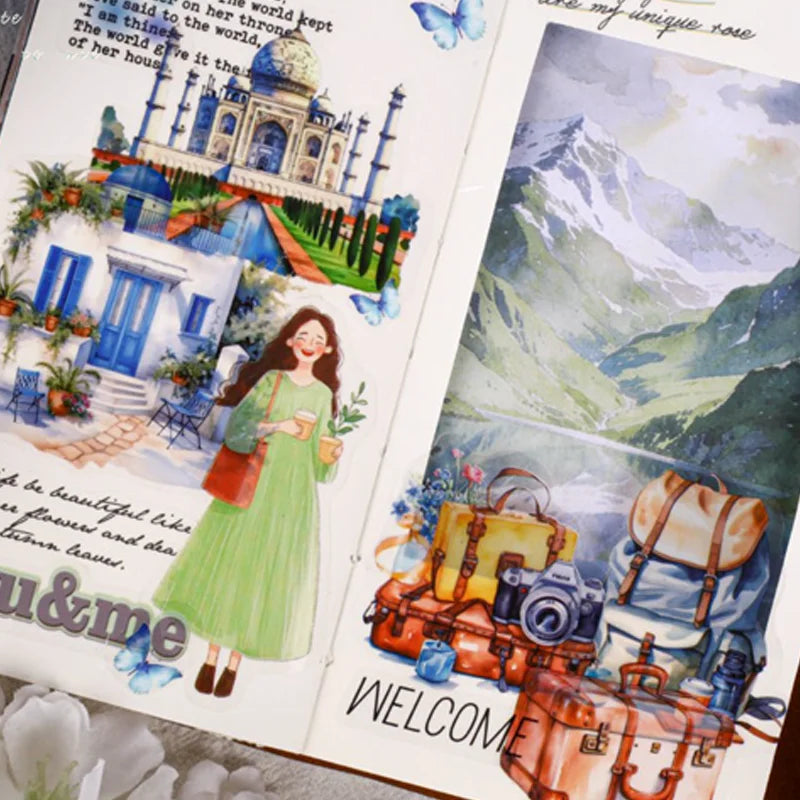 Watercolor Landscape Journal Scrapbooking Materials – 3 Bags Journal Craft Kit Qme