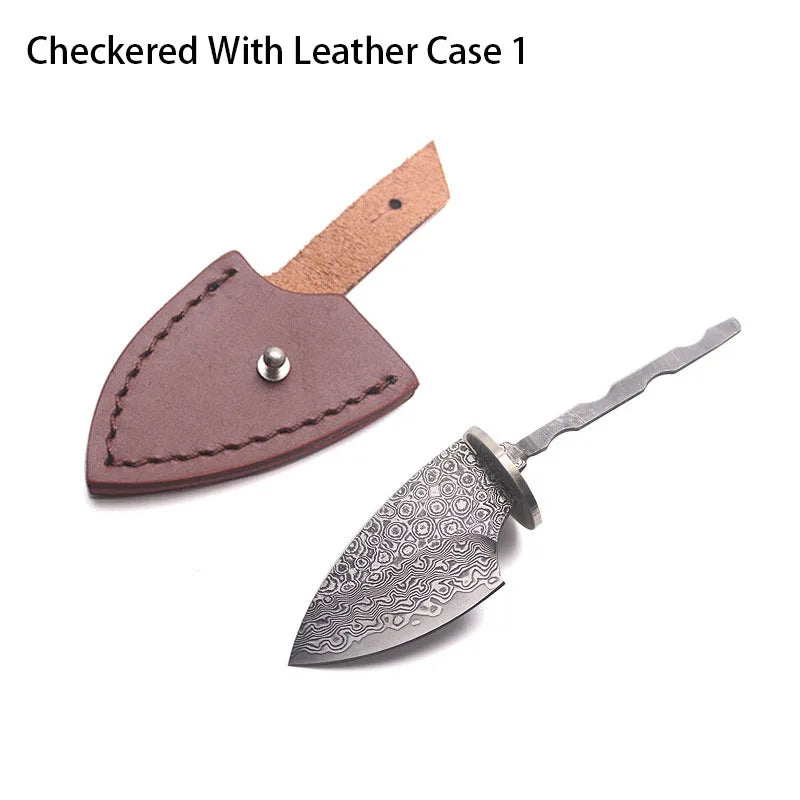 Swayboo Rosette Damascus Steel Fixed Blade Knife Blank DIY Fixed Blade Knife Blank Qst Checkered With Case1