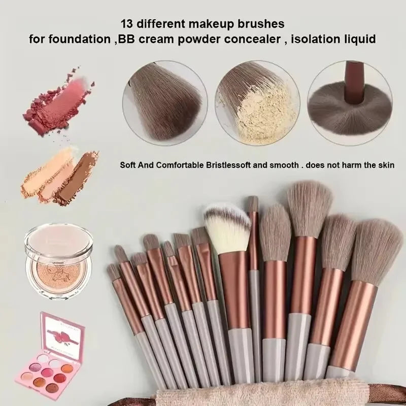 13-Piece Soft Fluffy Makeup Brush Set – Foundation & Eye Shadow Makeup Brush Set Qst