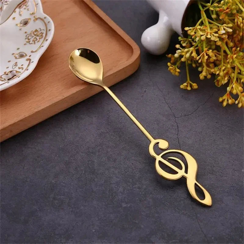 Musical Note Stainless Steel Coffee Spoon | Stirring & Dessert Decorative Stirring Spoon Qme Gold