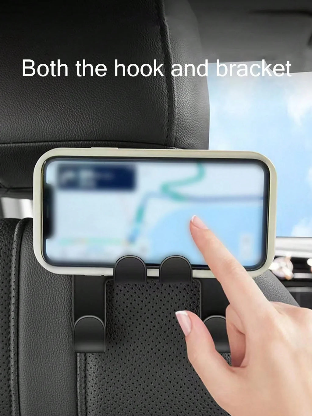 Car Rear Seat Phone Holder Hook & Storage Organizer – 2 Pack Car Storage Organizer Qme
