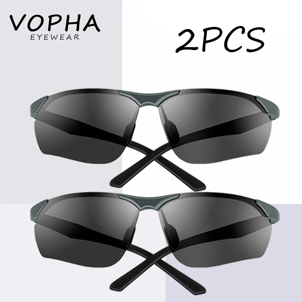 VOPHA 2-Pack Polarized UV400 Rimless Sport Sunglasses for Men Polarized Sunglasses Qst