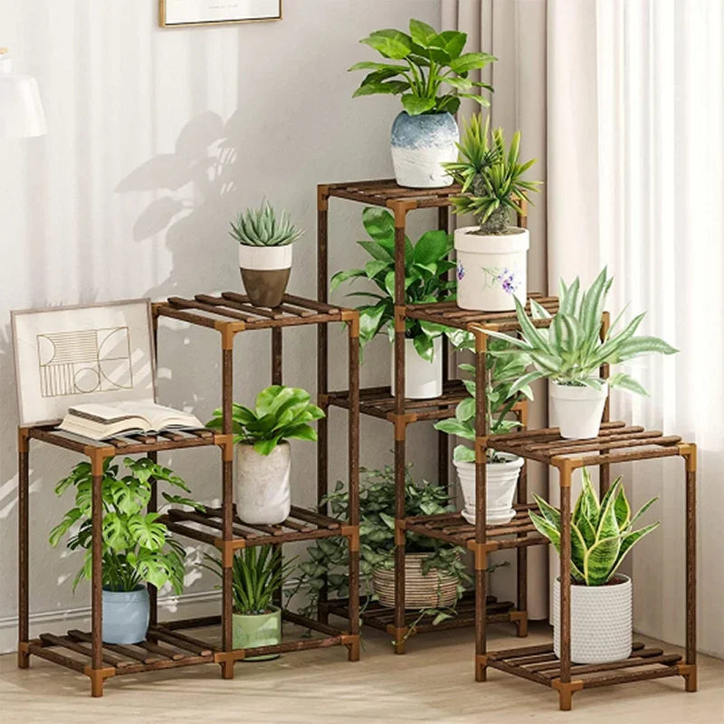 Wood Ladder Plant Stand – Indoor & Outdoor Display Shelf Ladder Plant Stand Qst