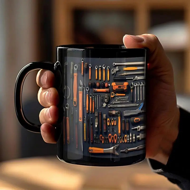 Mechanic Toolbox Ceramic Coffee Mug – Bright Colors | 325ml Novelty Ceramic Mug Qme