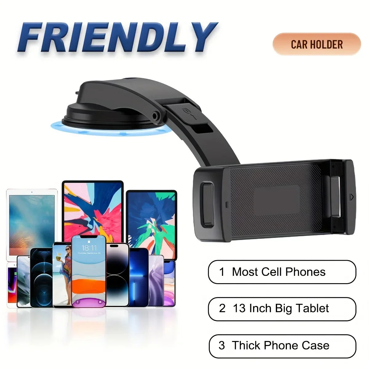 Strong Suction Cup Car Dashboard Phone Mount Bracket | Qme Car Phone Mount Qme