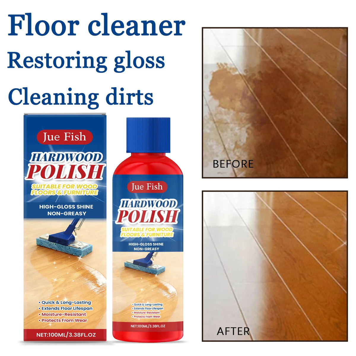 Hardwood Floor Cleaner 100ml – Gloss Restoring Floor Detergent Floor Cleaner Qst
