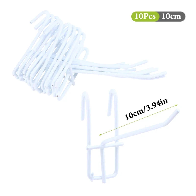 Iron Wire Mesh Panel Hooks – Multi-Size Grid Hanging Hooks Wire Mesh Hooks Qme 10cm White