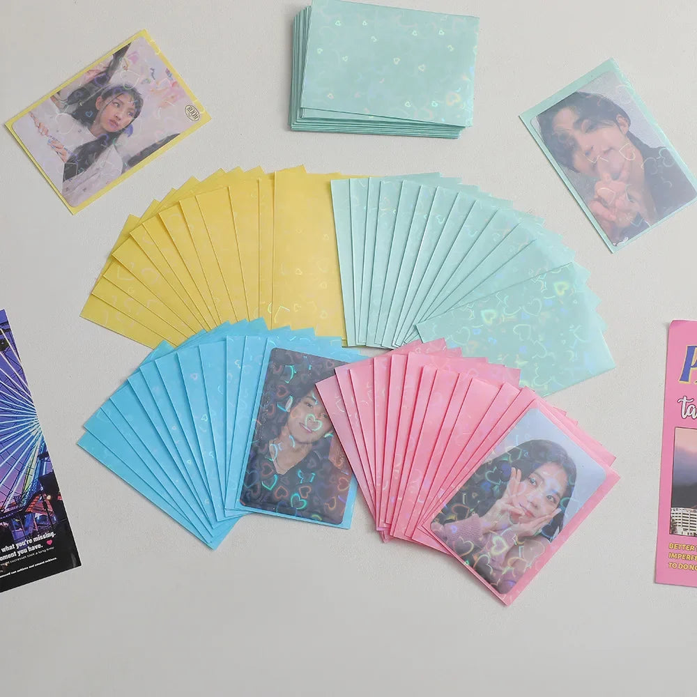 Heart Bling Glitter Photocard Sleeves Laser Card Protector Photocard Sleeves Qme