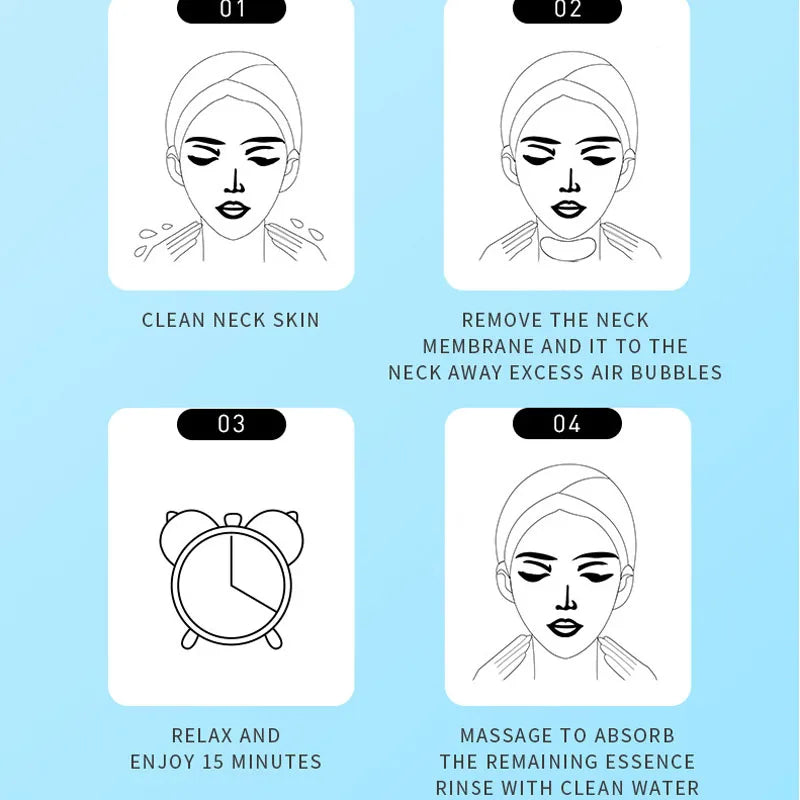 Hyaluronic Acid Collagen Neck Mask 10pcs – Firming & Moisturizing Neck Mask Qst
