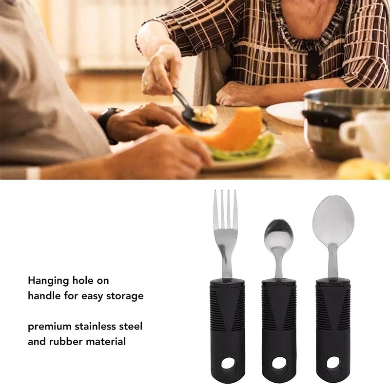 Bendable Adaptive Cutlery Set | Textured Large Handle Utensils Adaptive Cutlery Set Qme