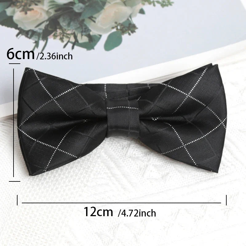 Men's Black Stripe Tie, Cufflinks, Cravat & Bowtie Gift Set Formal Accessories Set Qme