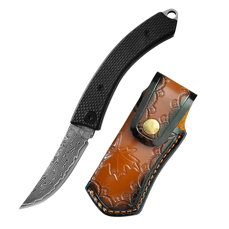 VG10 Damascus Steel Folding Knife – Portable EDC Camping Knife Folding Pocket Knife Qst 1PCS Folding Knife