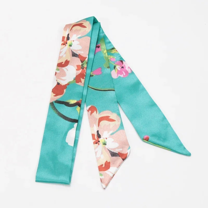 Women's Skinny Ribbon Scarf – Printed Polyester Hair Tie