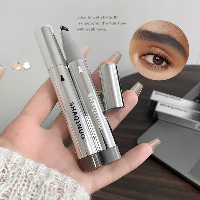 Qme Waterproof Eyebrow Pen – Multi-Tip Hair-Like Strokes Eyebrow Pen Qme