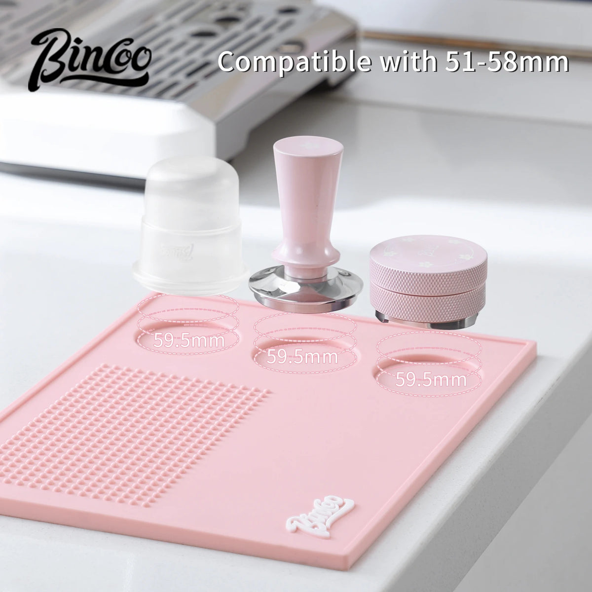 Bincoo Espresso Tamping Mat Stand 51–58mm Pink Barista Set Espresso Tamping Mat Qst