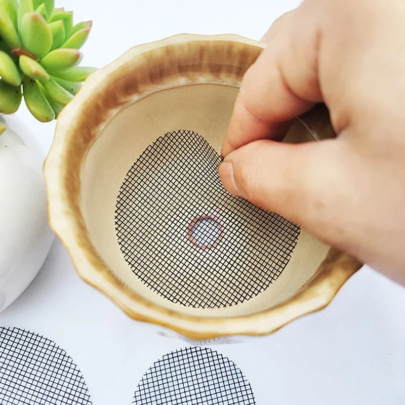 Pot Drainage Hole Mesh Pads – Bonsai & Planter Soil Screens Drainage Mesh Pads Qme