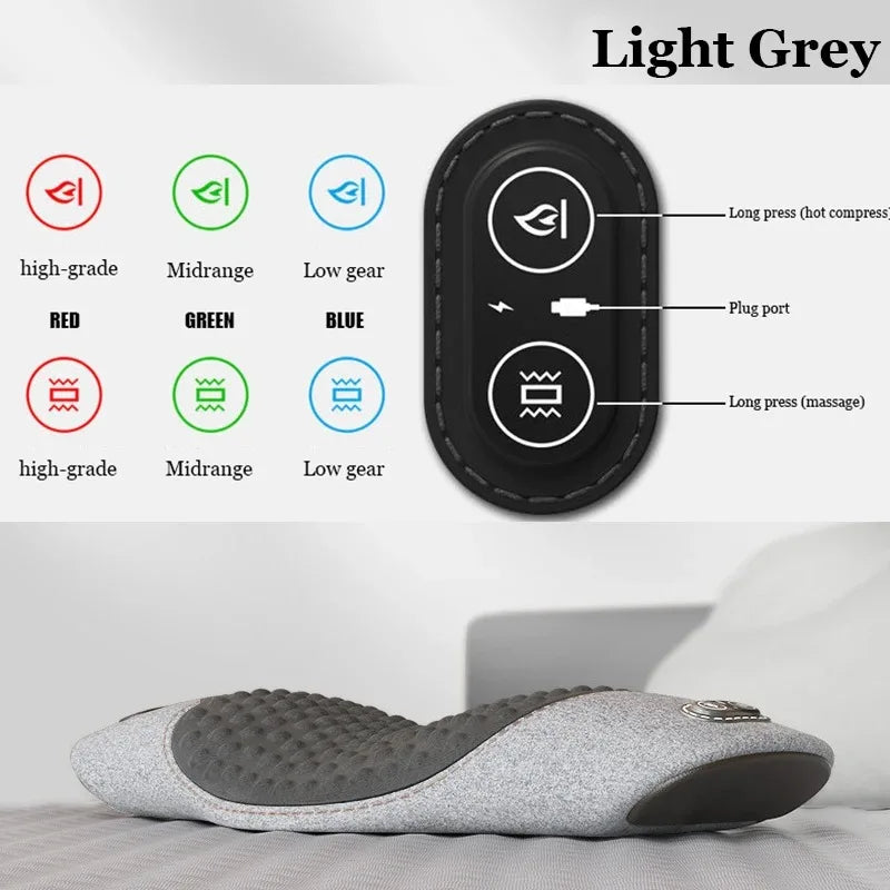 Vilnason Heating Vibrating Lumbar Massage Pillow | Waist Support Lumbar Massage Pillow Qst Light Gery