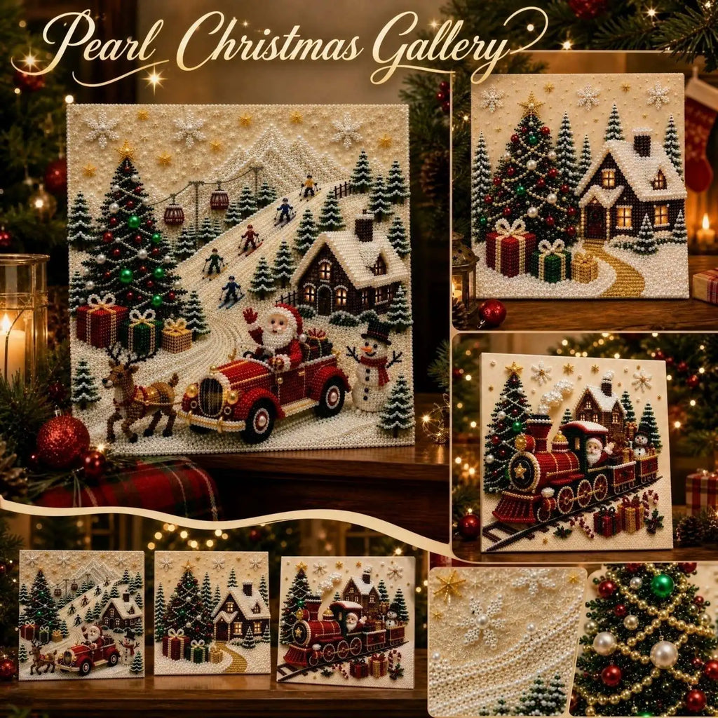 Vintage Christmas DIY Pearl Bead Painting Kit 30×30 in DIY Bead Painting Kit Qme