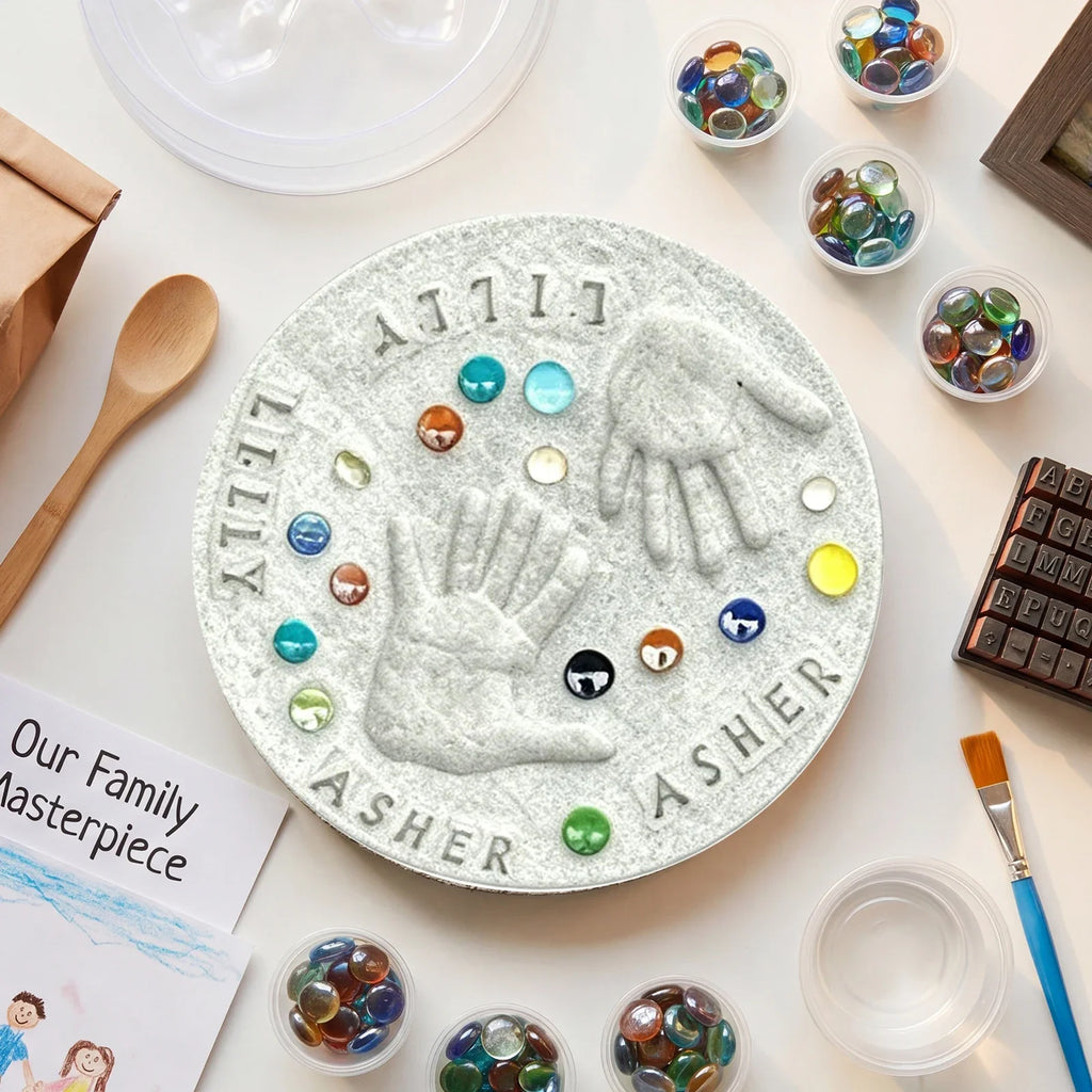 Large DIY Handprint Stepping Stone Kit – Family Keepsake Craft DIY Craft Kit Qme