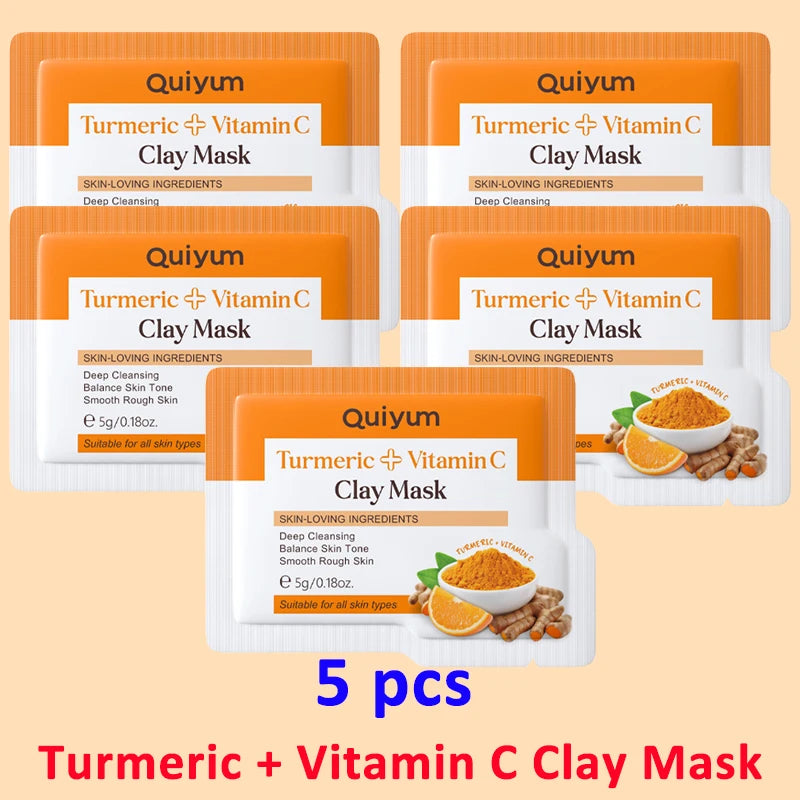 Turmeric & Vitamin C Clay Face Mask – Deep Cleanse & Glow Clay Face Mask Qst 5pcs