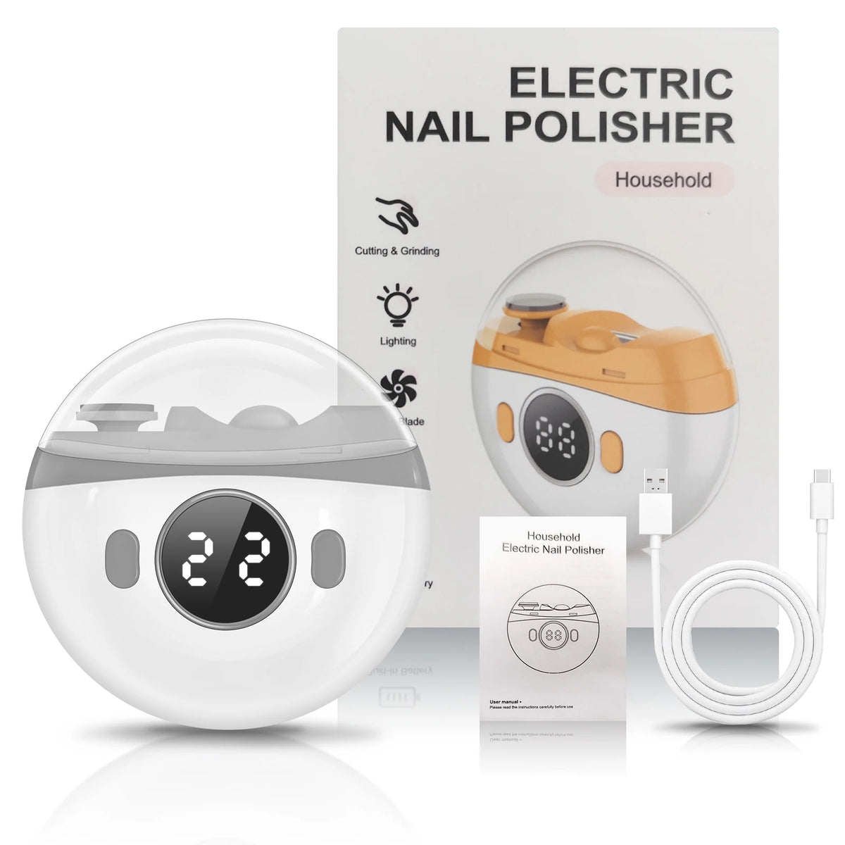 VIMYSHOW Electric Nail Clipper & Polisher with LED | All Ages Electric Nail Trimmer Qst GRAY