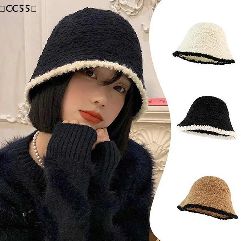 Women's Colorblock Knit Bucket Hat – Fleece Lined Winter Beanie Winter Bucket Hat Qst