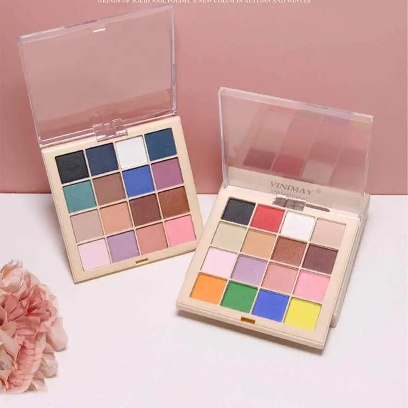 Gradient Nail Powder Palette – 16 Glitter Pigment Colors Nail Art Powder Set Qme