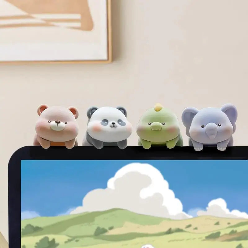 Flocking Animal Monitor Topper Panda Dog Desk Ornament Desk Ornament Qme