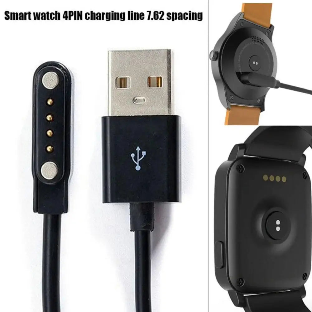 4-Pin Magnetic Smart Watch Charging Cable – Universal Fit Smartwatch Charging Cable Qme
