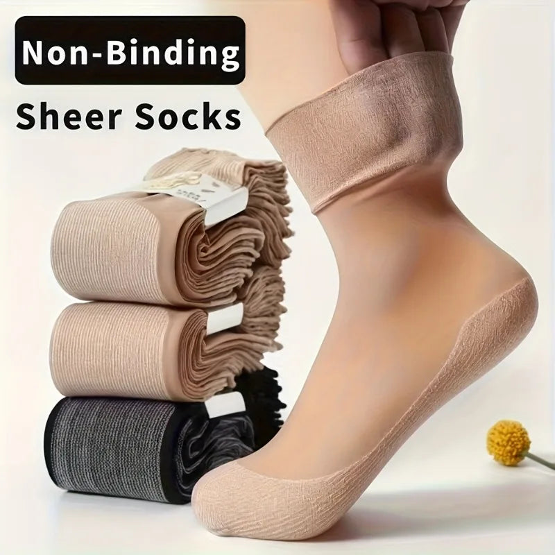 Women's Non-Binding Sheer Ankle Socks with Cotton Sole Sheer Ankle Socks Qme