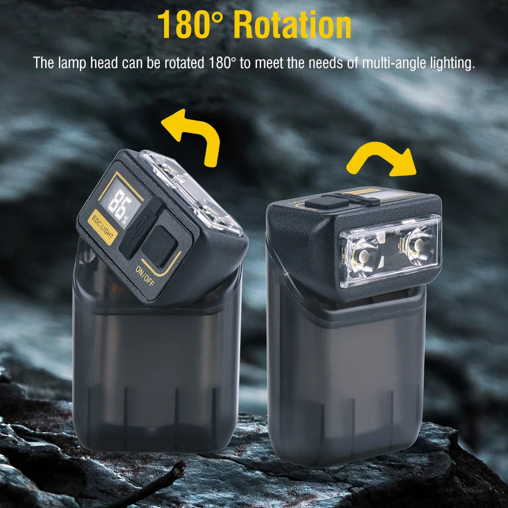 BORUiT LED Keychain Flashlight 180° Magnetic USB-C Rechargeable LED Keychain Flashlight Qst
