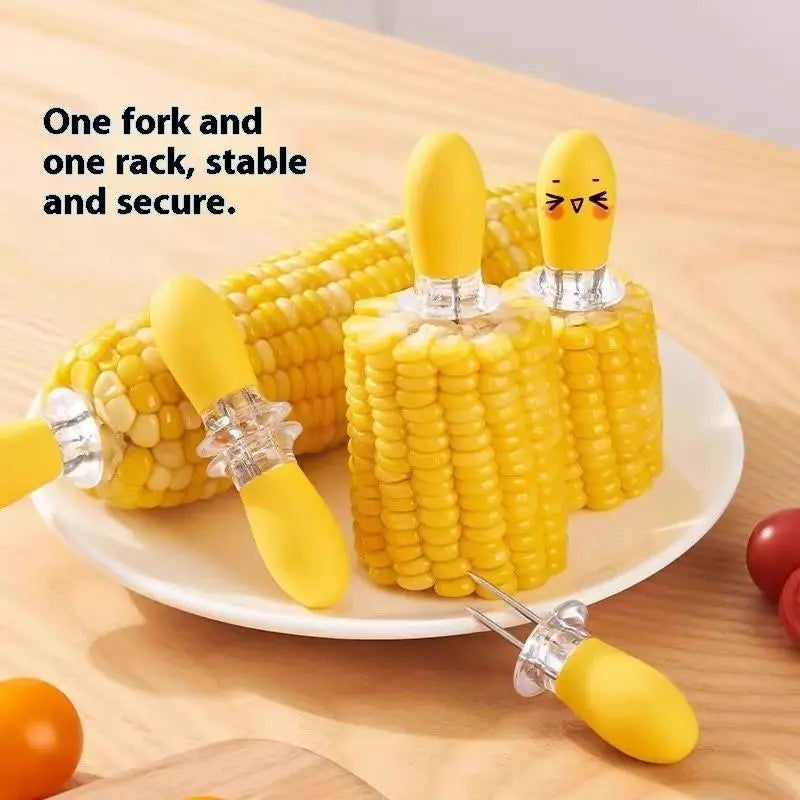 Stainless Steel Corn Cob Holders – BBQ Grilling Forks, 1 Pair BBQ Corn Holders Qst