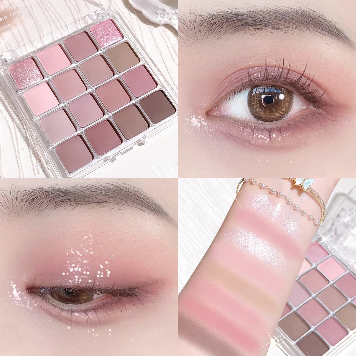 16-Shade Eyeshadow Palette – Glitter, Matte & Shimmer Finishes Eyeshadow Palette Qme 03