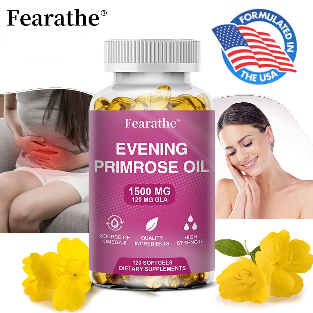 Evening Primrose Oil Capsules – GLA Omega-6 for Women Herbal Oil Supplement Qst