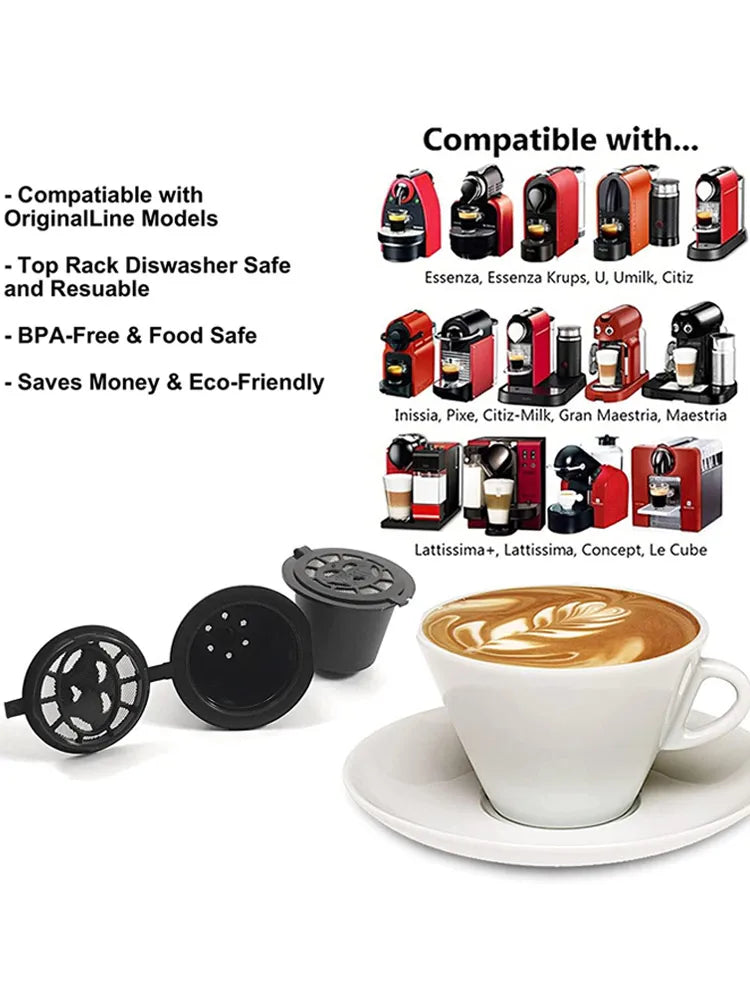 Reusable Nespresso Capsule with Stainless Steel Filter Mesh Refillable Coffee Capsule Qst