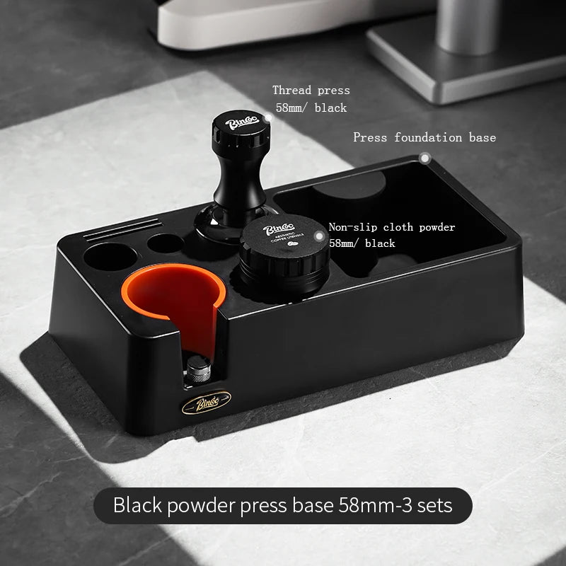 Bincoo 51/58mm Coffee Distributor, Tamper & Knock Box Set Espresso Barista Set Qst 3pcs 58mm set