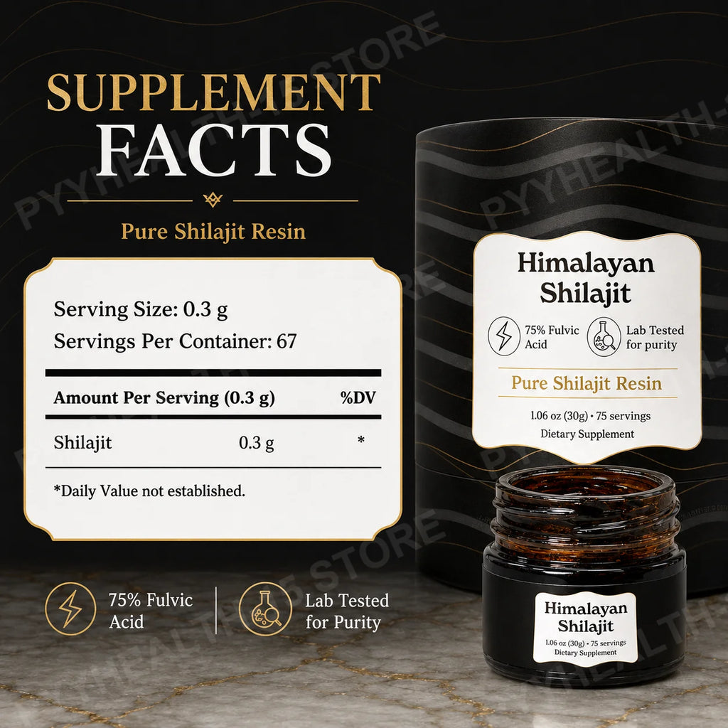 Himalayan Shilajit Resin – 85+ Trace Minerals, 75 Servings Mineral Supplement Resin Qst