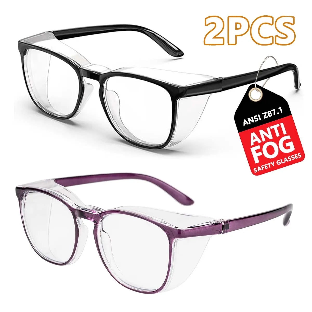 VOPHA 2-Pack Anti-Fog UV Safety Glasses – Outdoor Protection Safety Glasses Qst 2PC