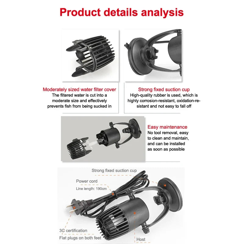 Single Head Wavemaker Submersible Pump for Aquarium Fish Tank Aquarium Wave Pump Qme