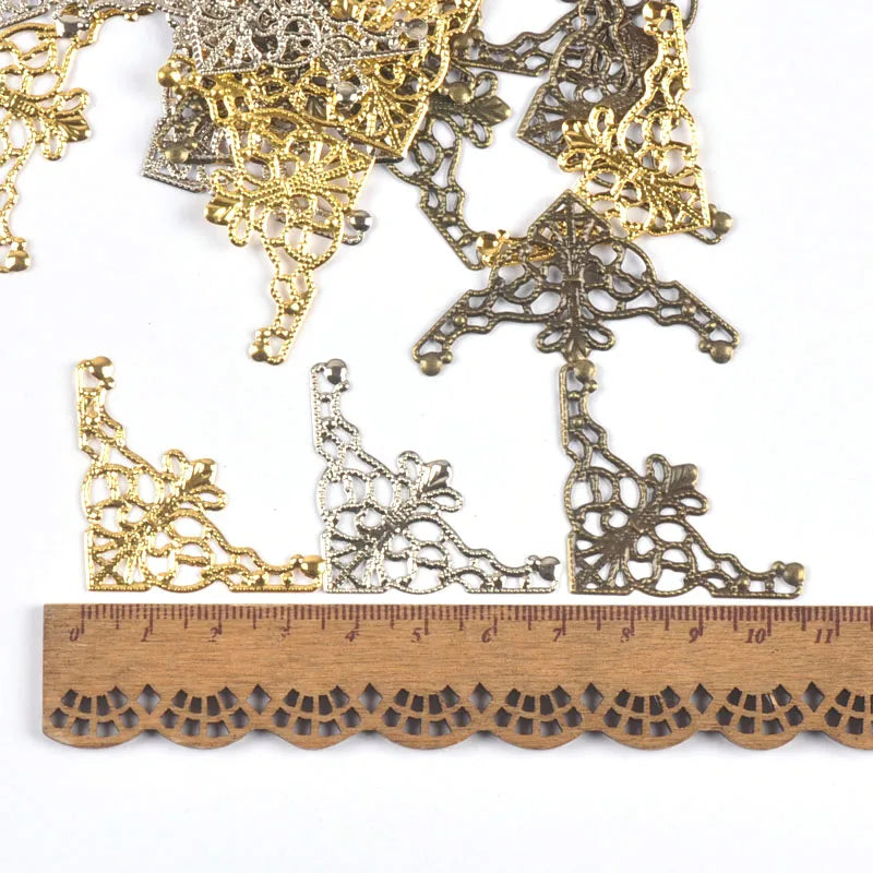 Antique Metal Filigree Corner Protector Wraps – Set of 3 Filigree Corner Wraps Qme
