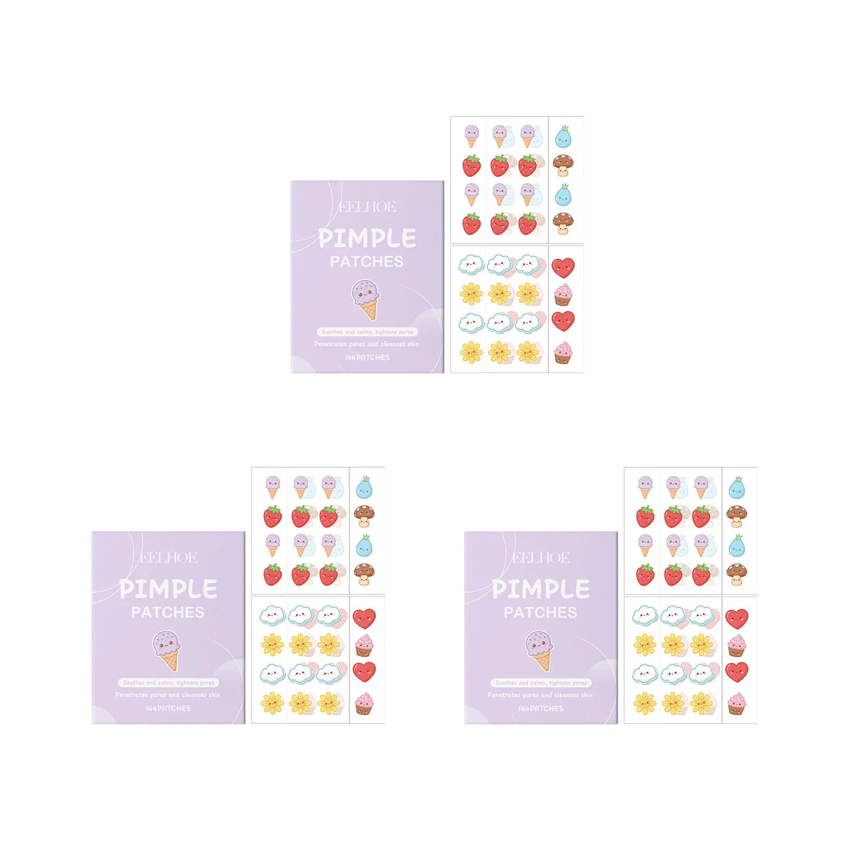 Cartoon Hydrocolloid Acne Patches with Salicylic Acid – 144 Pcs Acne Patches Qme 3 x 144pcs Boxed