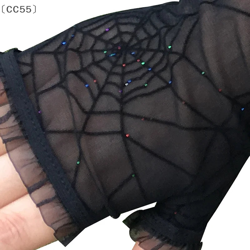 Spider Web Arm Sleeves Gloves – Halloween Cosplay Costume Halloween Costume Gloves Qst