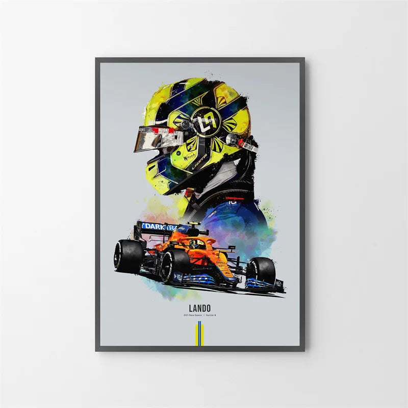 Watercolor F1 Racing Driver Helmet Canvas Print Wall Art