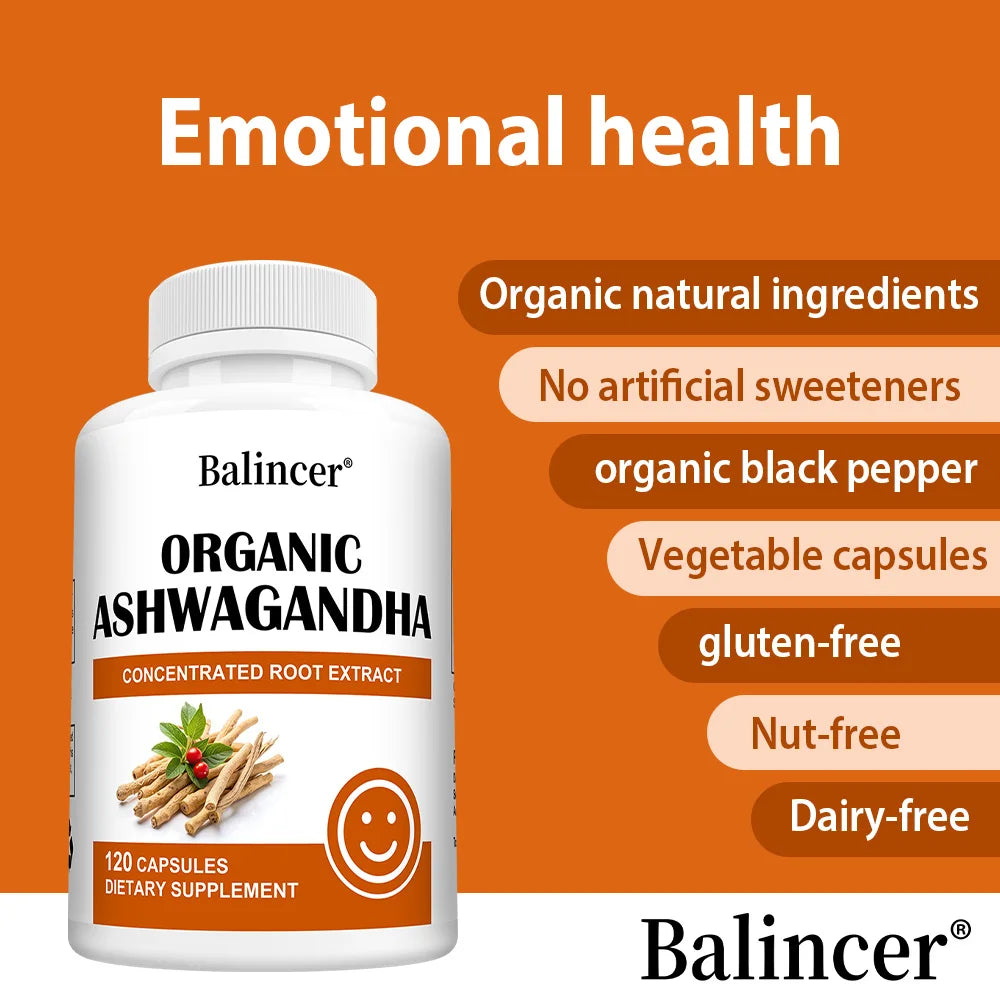 Organic Ashwagandha Capsules with Black Pepper – Vegan Herbal Supplement Qst