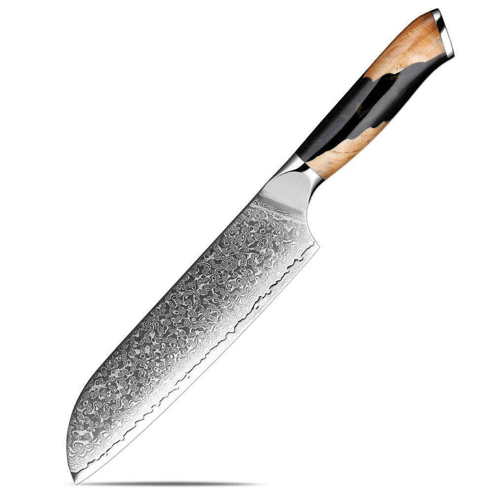 XITUO Damascus Steel Kitchen Knife Set – Santoku & Utility 1–6PCS Kitchen Knife Set Qst Santoku Knife