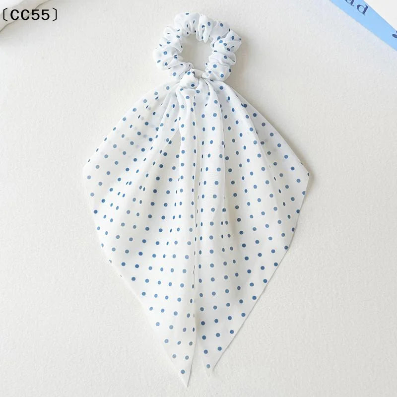 Chiffon Floral Bow Hair Scrunchies – Women's Ponytail Holder Hair Scrunchie Qst